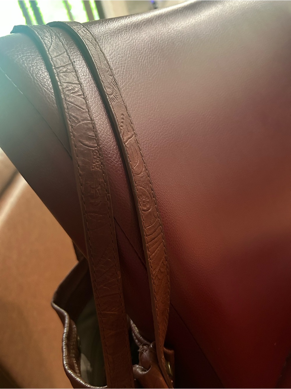 American Leather Embossed Leather Shoulder Bag in Chestnut - Picture 11 of 11